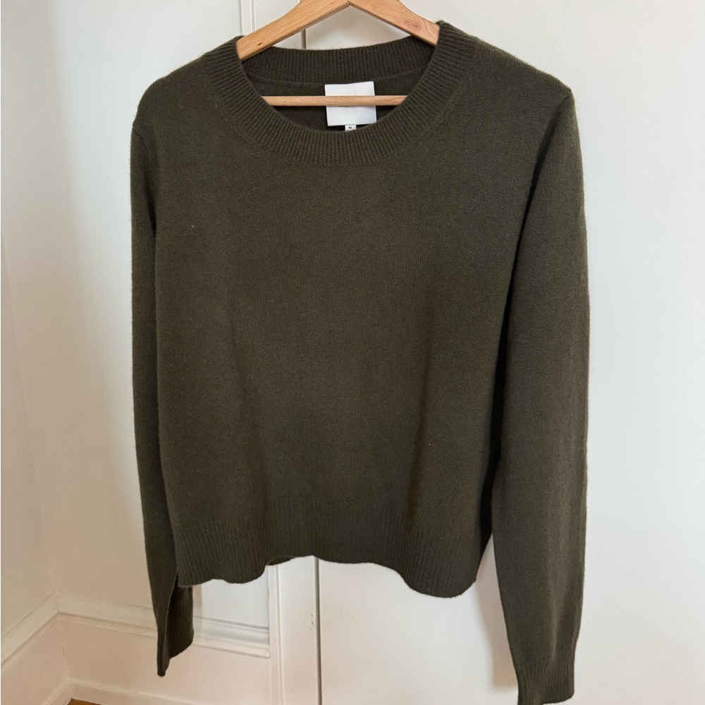 Reformation Dark Olive Crew Neck Sweater